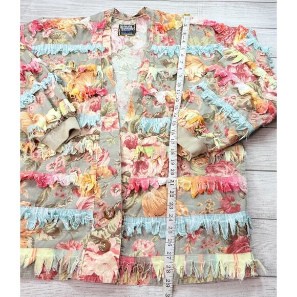 Vintage Paula Sweet Muslin Mink Zip Jacket Paisley Fringe Art-to-Wear Boho Large - Picture 2 of 6